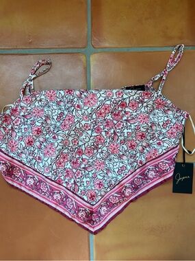 Japna Pink Floral Bandana Cami Top size new with tags medium